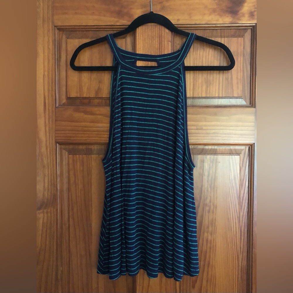 SO • XL blue and green striped tank top